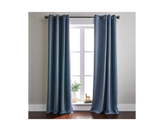 Better Homes & Gardens Linen Grommet Blackout Window Curtains Panel, 50" x 84" - 50x84in (Blue)