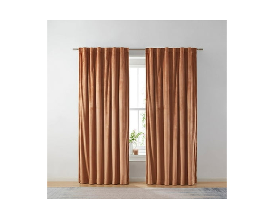 Better Homes & Gardens Velvet Rod Pocket Blackout Window Curtains Panel, 52" x 84" - 52 X 84 inches (Spice)