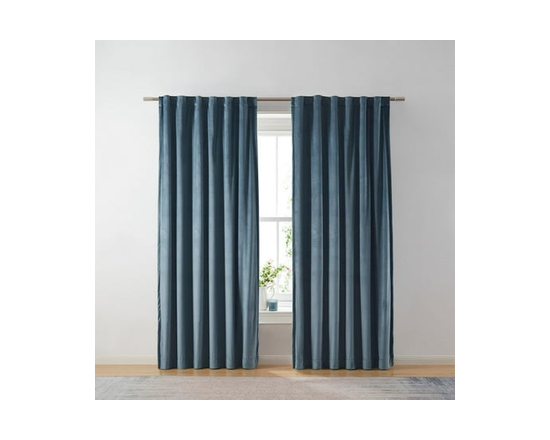 Better Homes & Gardens Velvet Rod Pocket Blackout Window Curtains Panel, 52" x 84" - 52 X 84 inches (Blue)