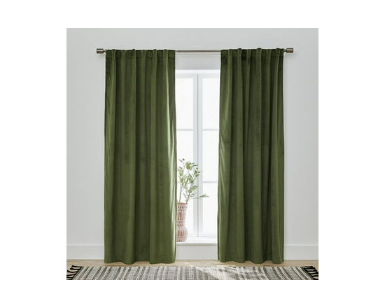 Better Homes & Gardens Velvet Rod Pocket Blackout Window Curtains Panel, 52" x 84" - 52 X 84 inches (Green)