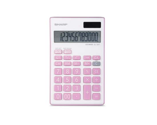 SHARP EL124TPK Twin Power 12-digit Display Desktop Calculator - W 96mm x H 155mm x D 24mm