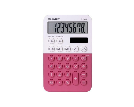 Sharp EL760RPK Student Desktop Calculator for Elementary & Middle School, XL 8-Digit Display, Twin Power, Inclined Screen, Tax Keys & Constant Calcula