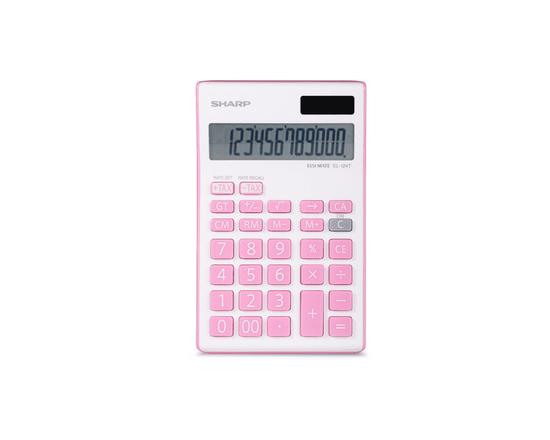 Sharp EL124TPK Desktop Calculator for High School, College & Office Use, Twin Power 12-Digit Display, Tax Keys, 4-Key Memory & GT Function - W 96mm x