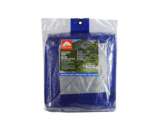 Bâche Ozark Trail pour charges moyennes, 12 pi x 24 pi, bleu/argent, matériau PE - 12 pieds x 24 pieds