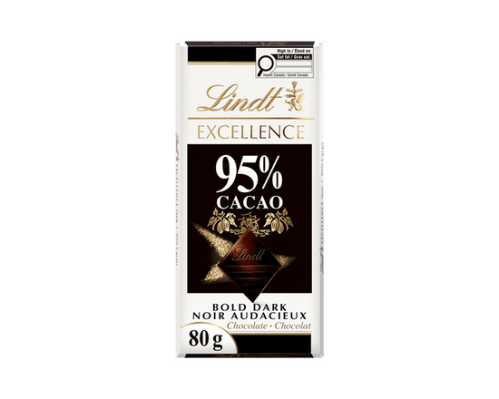 Lindt EXCELLENCE 95% Cacao Dark Chocolate Bar, 80 Grams - 80g