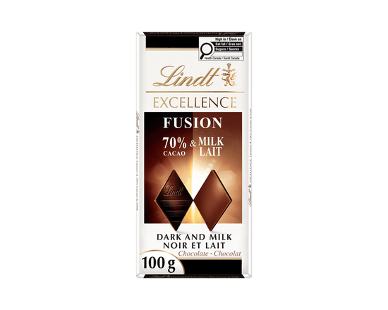 Lindt EXCELLENCE Fusion 70% Dark & Milk Chocolate Bar, 100g - 100G