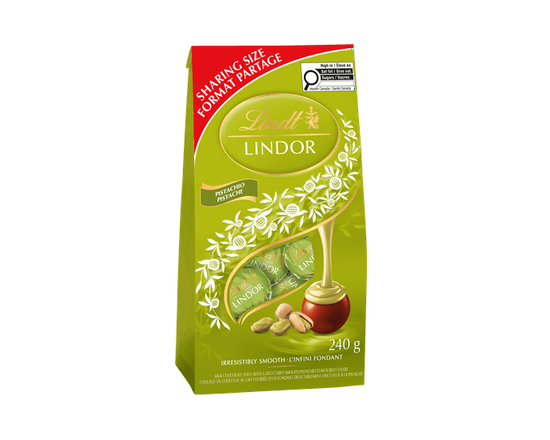 Lindt LINDOR Pistachio Milk Chocolate Truffles Bag, 240G - 240G