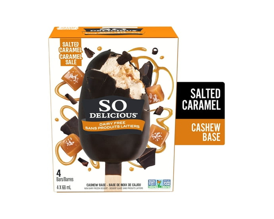 So Delicious Salted Caramel Flavoured, Gluten-Free Dairy-Free, Cashew Ice Bars - 68 mL
