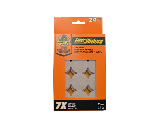 Super Sliders With Gorilla Glue 1.5" Round Felt Pads Beige 24pc - 24
