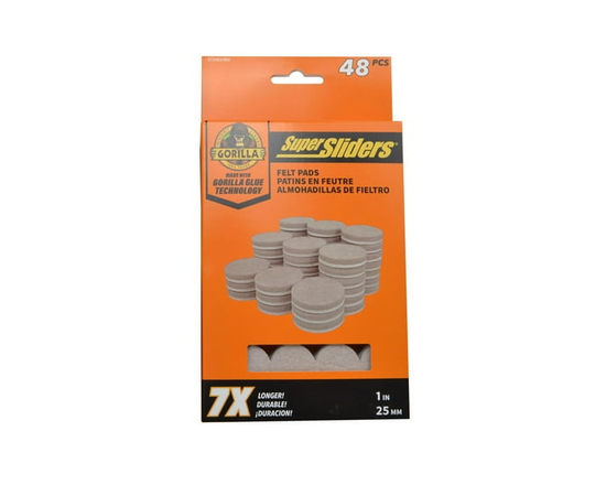Super Sliders With Gorilla Glue 1" Round Felt Pads Beige 48pc - 48
