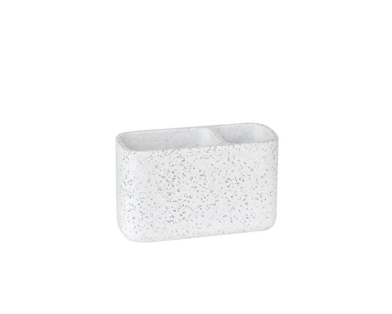 Hometrends White Terrazzo Organizer: Stone-Like Organizer for Organizing Small Bathroom Toiletries and Accessories - 4.25in