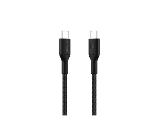 Belkin BoostCharge Braided USB-C to USB-C Cable (1M/3.3ft. 60W) - Soft, Flexible Fast-Charging Cable, Type C Charger Cord for iPhone 16 & 15 Series, G