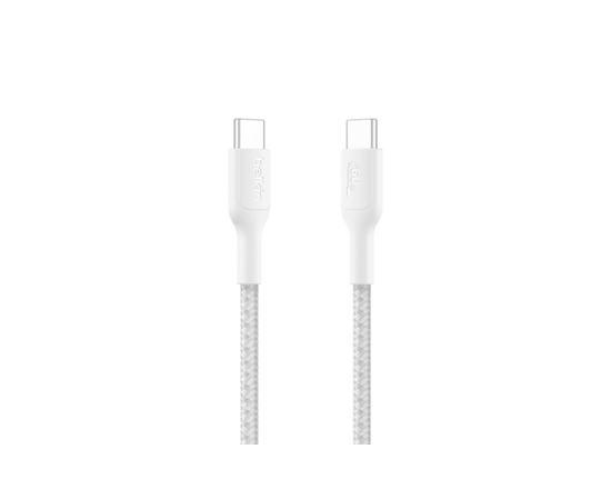 Belkin BoostCharge Braided USB-C to USB-C Cable (1M/3.3ft. 60W) - Soft, Flexible Fast-Charging Cable, Type C Charger Cord for iPhone 16 & 15 Series, G
