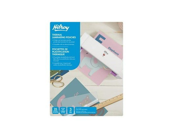 Hilroy Laminating pouches, 3 mil Letter size, 25 count
