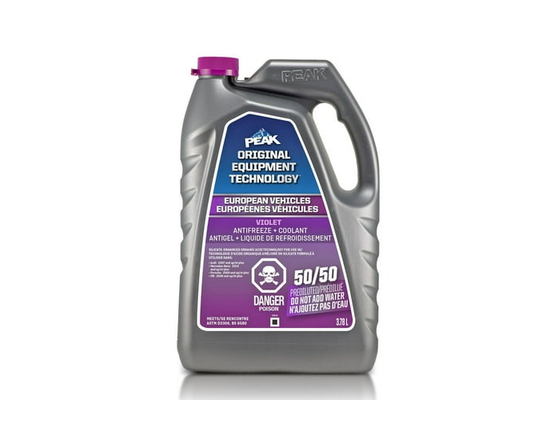 PEAK® OET Extended Life Violet 50/50 Pre-Diluted Antifreeze/Coolant for European Vehicles, 3.78 Liters - 3.78 L