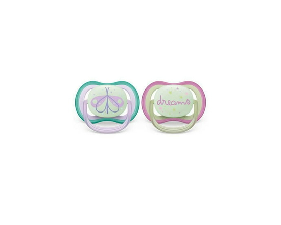 Philips Avent Ultra Air Pacifier 0-6 Months, Lilac Dragonfly / Dreams, 2 pack, SCF376/19