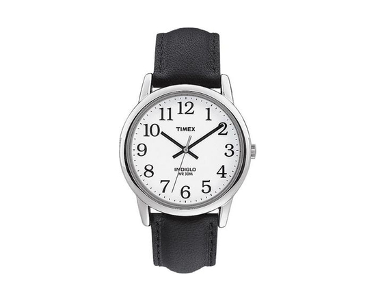 Timex® Easy Reader® Men's Classic White Dial Black Leather Strap Analog Watch