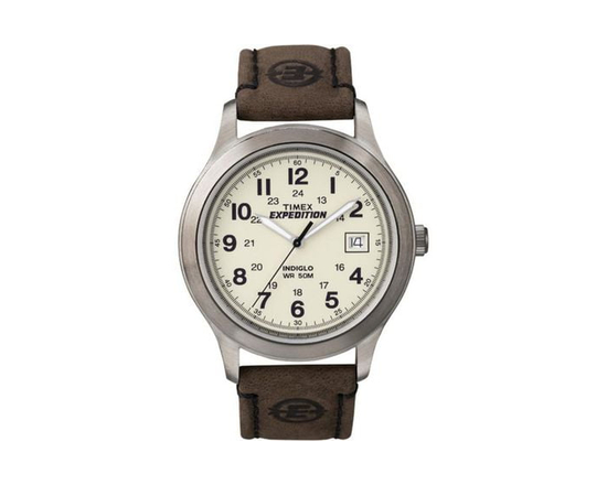 Montre - Expédition métallique analogique pour homme, brun