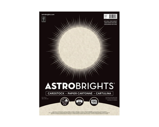 Astrobrights Natural Parchment Coloured Cardstock Paper, Letter Size, 65 lb, 100 Sheets