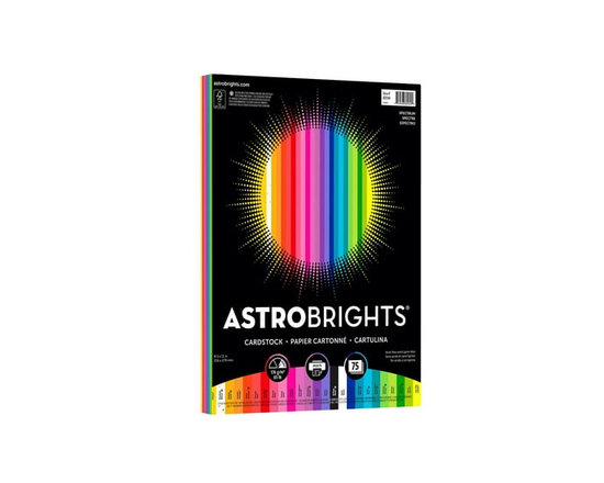 Astrobrights Spectrum 25 Colour Assorted Cardstock Paper - Letter A Size (8.5 in x 11 in)