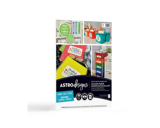 Astrodesigns Matte White Sticker Paper, Letter Size, 24 lb, 15 Sheets - Letter A Size (8.5 in x 11 in)