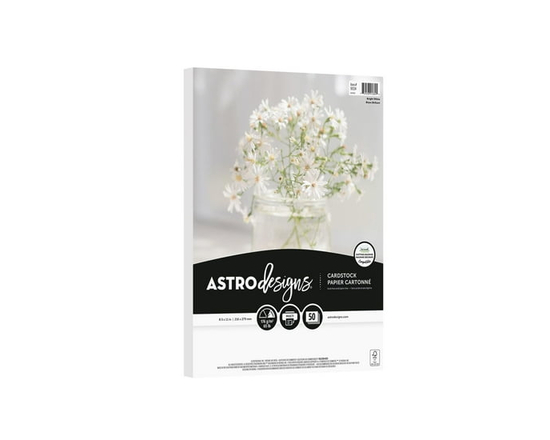 Astrodesigns Bright White Cardstock Paper, Letter Size, 65 lb, 50 Sheets