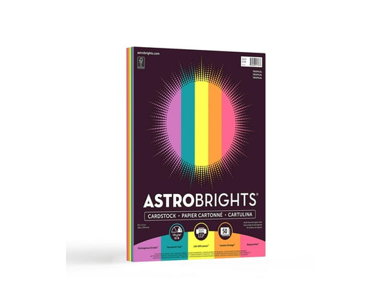 Astrobrights Tropical Assorted Colours Cardstock Paper, 5-Colour Assortment, 61 lb, 200 Sheets