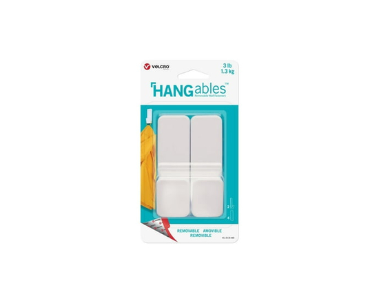 Crochet moyen amovible HANGables de marque Velcro 3 lb. blanc. 2 cts.