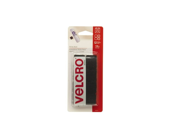 VELCRO® Brand Sticky Back™ Squares - 12 Sets, Black - 7/8"