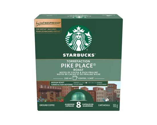 STARBUCKS Capsules Torréfaction Pike Place Pour Nespresso Vertuo - 230 ml