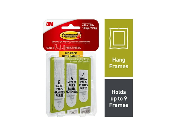Assortiment de bandes pour cadres Command(MC), 17211-BPEF, grand paquet - Assorted sizes