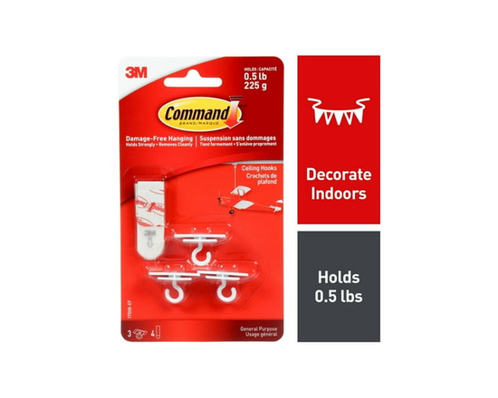 Command™ Ceiling Hooks 17008-EF, Small - S