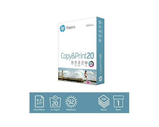 HP Copy & Print20 Multipurpose Paper, Letter Size, 20 lb, 500 Sheets - Letter A Size (8.5 in x 11 in)