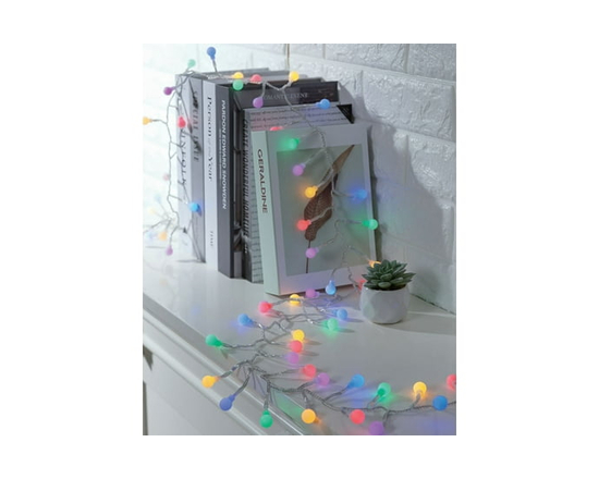 9-Foot Battery Operated Multicolor LED Frosted Globe Garland Lights, by EZ-Illuminations