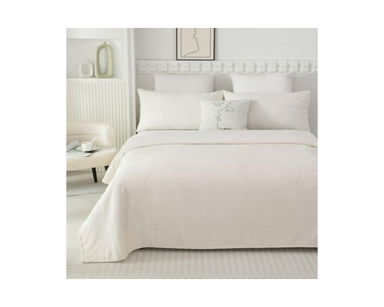 Mainstays Plush Blanket Blue Stripe DQ - Twin (White)