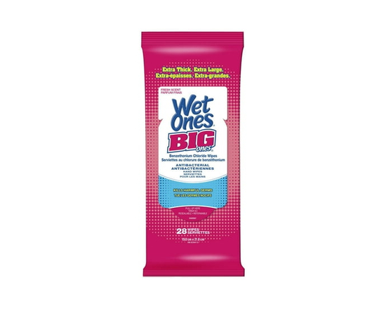 Wet Ones Big Ones Antibacterial Hand Wipes Fresh Scent Travel Pack, 28ct