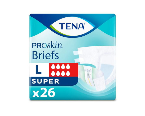 TENA ProSkin Incontinence Briefs for Men and Women, Unisex Adult Diapers, Super Absorbency, Large, 26 Count - L