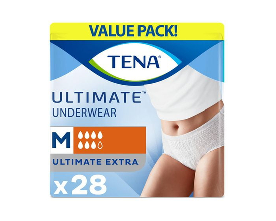 TENA Incontinence Underwear for Women, Postpartum and Bladder Control, Ultimate Absorbency, Medium, 28 Count - M