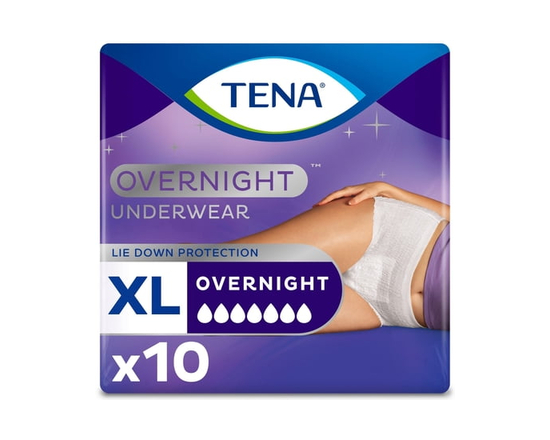 TENA Incontinence Underwear for Women, Postpartum and Bladder Control, Overnight Protection, Extra Large, 10 Count - XL