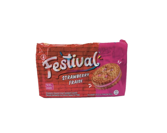 Festival strawberry and Vanilla Cream Sandwich Cookies - 415 g
