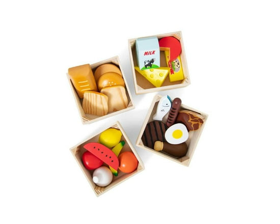 Melissa & Doug Food Groups - 21 Wooden Pieces and 4 Crates - One Size