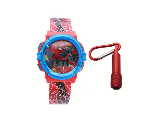 Spiderman Digital Flashing Watch with Flashlight Set - One Size