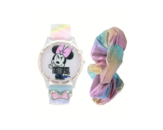 Disney Minnie LCD Watch with Rotating flashing Lights and hair accessory - One Size