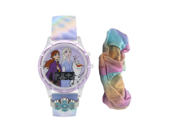 Disney Frozen LCD Watch with Rotating flashing Lights and hair accessory - One Size