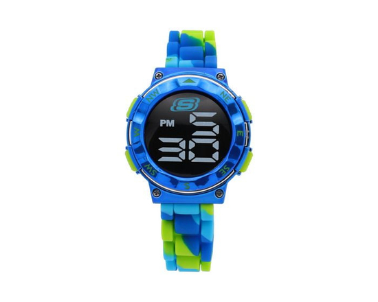 Skechers Boys' Digital Sports Watch – Blue & Neon Green - One Size