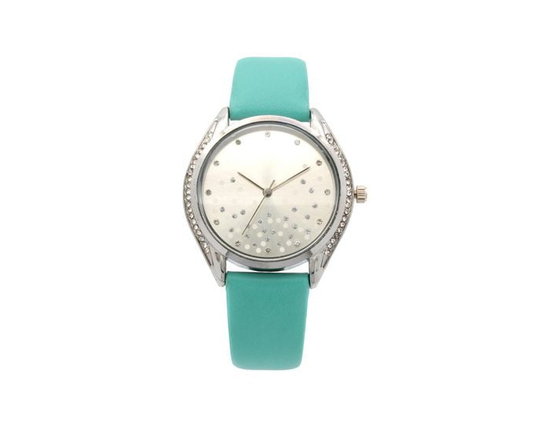 Ladies turquoise strap Watch and Necklace - One Size