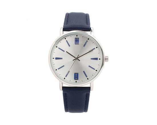 George Men's Analog Watch with Silver Dial and  Blue Accents - One Size