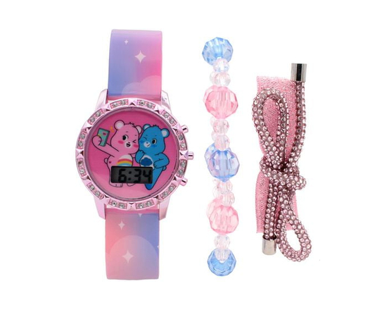 Care Bears Girls’ Digital Watch Gift Set with Accessories – Pink & Blue Gradient Band - One Size