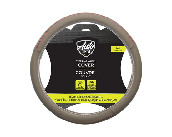 Auto Drive Tan Burl Wood Steering Wheel Cover