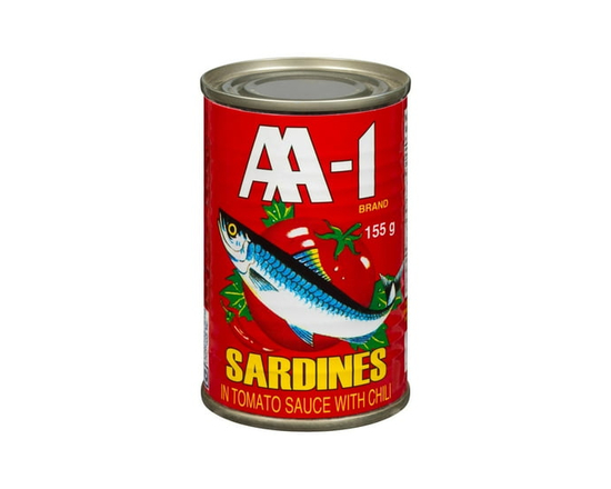 AA-1 Sardines Tomato Sauce Chili 155 g per Can, contain fish, mollusc - 155 g